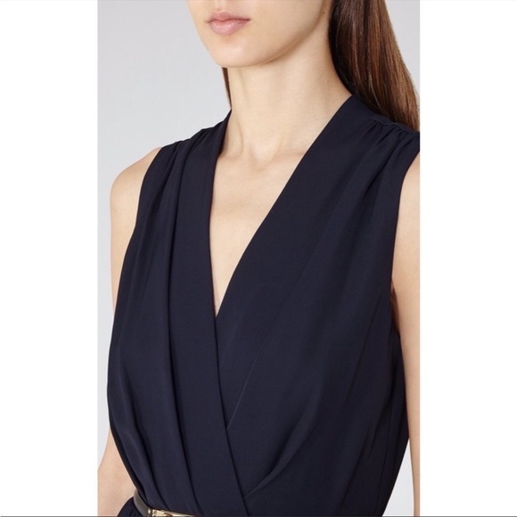 REISS Electra Night Navy Wrap-front Dress size 4 - Picture 3 of 11